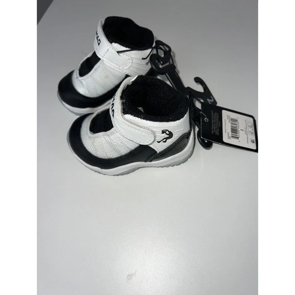 Shaq Infant Boys High Top Athletic Basketball Sneakers‎ White Black Size 2 NEW